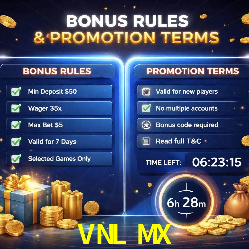 Reglas de promoción VNL MX y condiciones de bonos explicadas visualmente