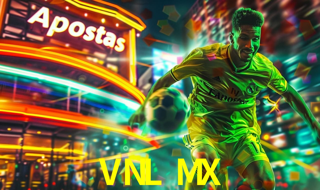 Escena dinámica inspirada en casino con iluminación VNL MX, cartas, fichas e íconos de juegos digitales en un espacio moderno de juegos.